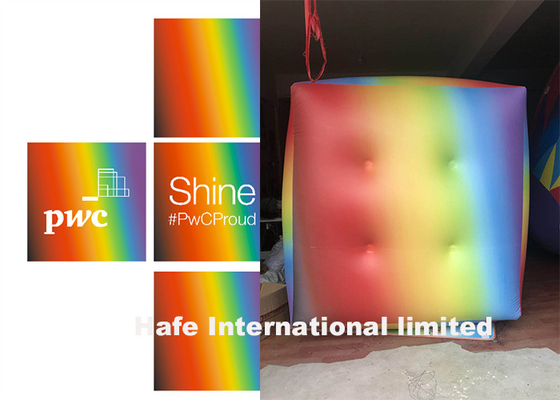 2.5m PVC Cube Helium Balloon Lights With Full Logo Printing Flying For Advertising