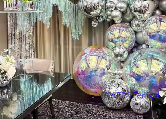 Colourful Mirror Reflective Inflatable PVC Iridescent Ball For Party Anniversary Deco