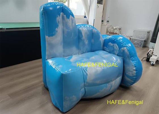 1m Custom Blue Sky Pattern Inflatable Sofa For Personal Relaxation Or Commercial Appeal
