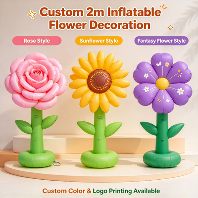 Custom 2m Inflatable Flower Decoration with Oxford Fabric and Remote Control LED Light