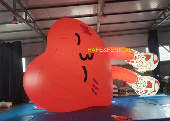 2M Trái tim phim hoạt hình bơm hơi với đèn LED cho Valentine's Mall Atriums và màn hình lối vào