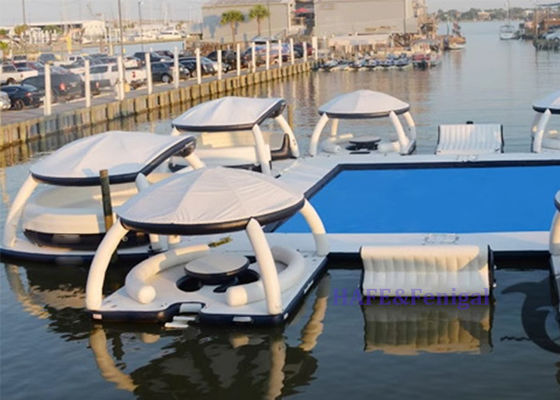 Water Yacht Slide Diving Swimming Pool Inflatable Belt Net Pool Lounge Chair Sea Floating Platform Rest Bar Awning