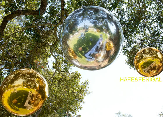 PVC Silver And Gold Reflective Balloons Hang From Trees, Suitable For Outdoor Activities