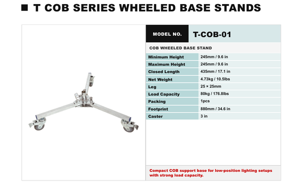 TCOB Series Cine-Grade Steel Light Stand với xây dựng cao cấp sử dụng kép và chân có thể tháo rời