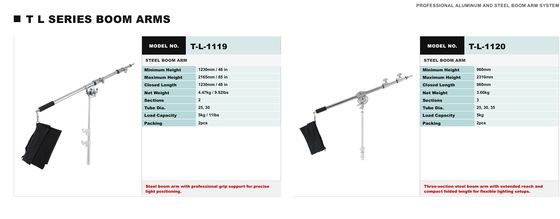TL Series cao cấp thép Boom Arm Stand với 5 kg tải trọng và gấp siêu nhỏ gọn cho sử dụng studio
