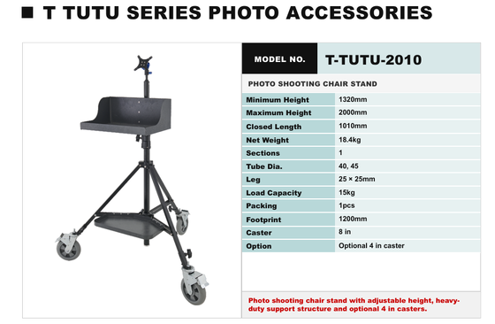 Thang ghế chụp ảnh chuyên nghiệp với chiều cao điều chỉnh 1320-2000 mm Hỗ trợ công suất nặng và 1200 mm Footprint