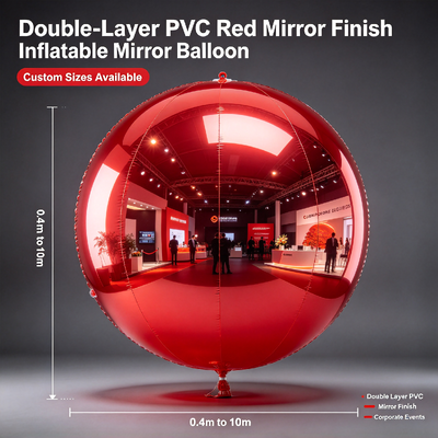 Double-Layer PVC Red Mirror Finish Chuông gương bơm có kích thước tùy chỉnh từ 0,4m đến 10m cho các sự kiện doanh nghiệp